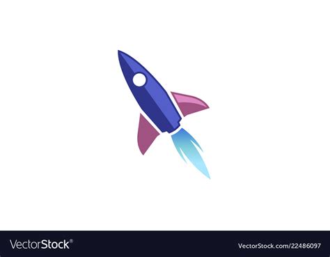 Creative blue rocket launch logo Royalty Free Vector Image