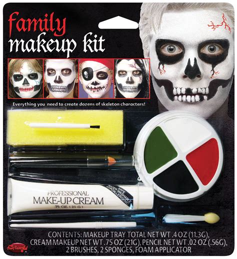 Fun World Halloween Family Skeleton 7pc Makeup Kit, White Black ...