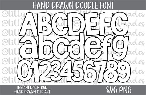 Doodle Font Svg Doodle Font Png Doodle Letters Svg Doodle - Etsy