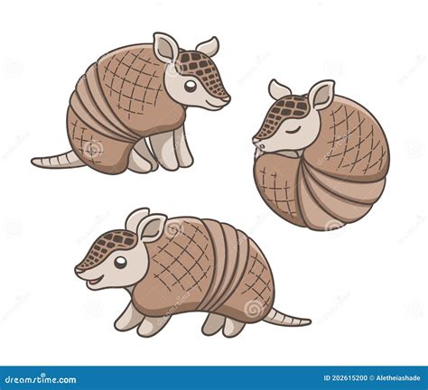 Armadillo Sitting And Smiling Cartoon Outline Vector Illustration ...