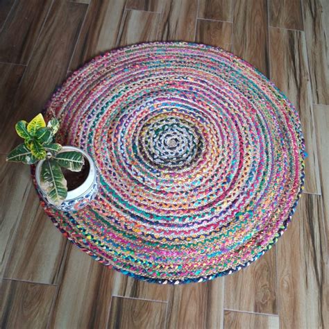 Bohemian Round Rugs Boho Area Rug Indian Hand Woven Colorful | Etsy