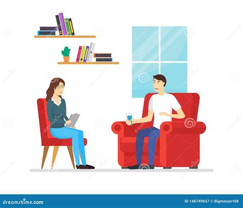 Psychotherapy Counseling Concept. Woman Psychologist And Young Man ...