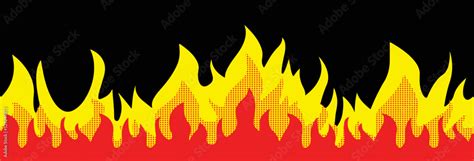 Cartoon Fire Flame Vector Frame Borders. Seamless Fire Border ...