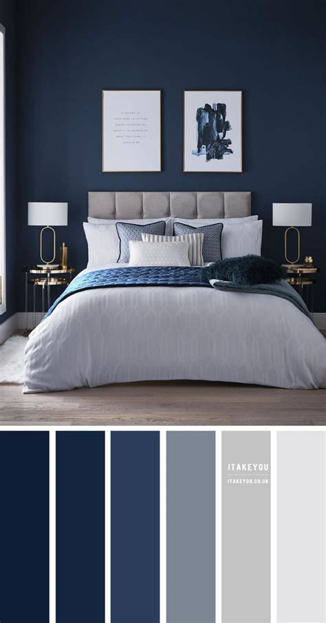 Navy Blue and Grey Bedroom Colour Scheme | Grey bedroom colors, Grey ...