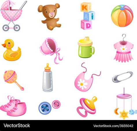 Toys and accessories for baby girl Royalty Free Vector Image