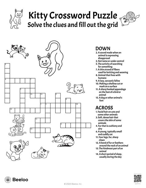 Cat-themed Crossword Puzzles • Beeloo Printables