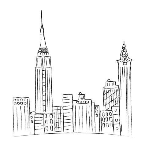 New York, city, sketch, vector | New york drawing, City drawing, City ...