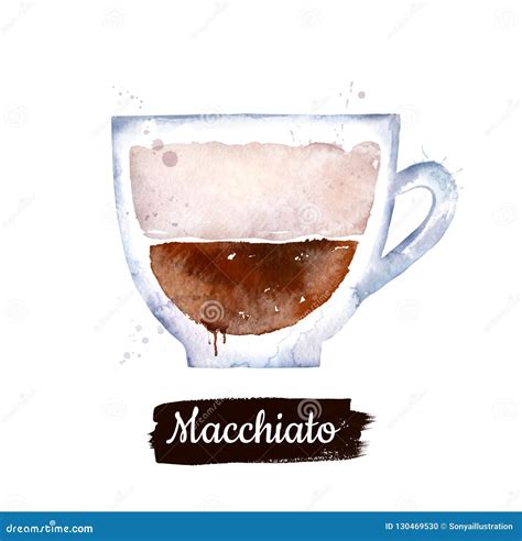 Watercolor Illustration Of Macchiato Coffee Stock Illustration ...