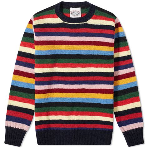 Jamieson's of Shetland Stripe Crew Knit Jamiesons of Shetland