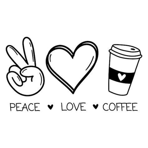 Premium Vector | Peace Love Coffee Vector illustration Coffee lover ...