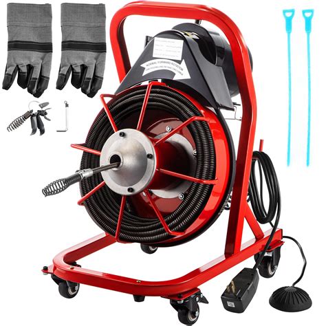 VEVOR Electric Drain Auger, 75' x 3/8", 250W Drain Cleaner Machine Fit ...