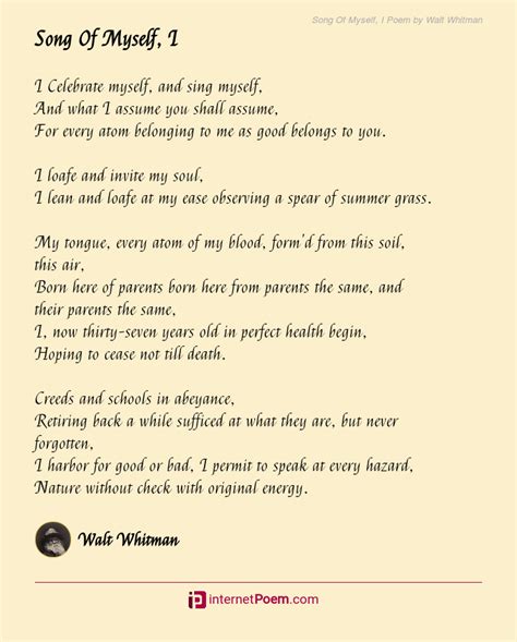 Song Of Myself, I Poem by Walt Whitman