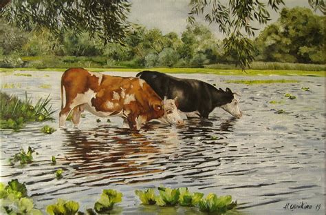 Cows. Traditional Oil Paintings on Canvas Contemporary Farm | Etsy