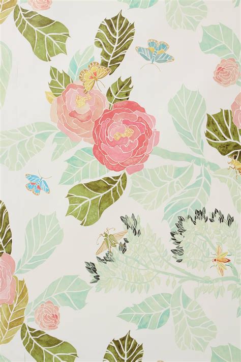 Slide View: 4: Watercolor Flora Wallpaper Peony Wallpaper, Home ...