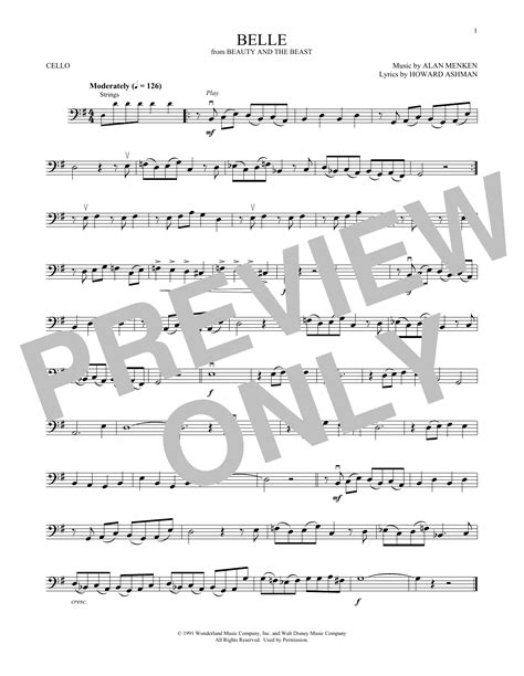 Belle by Beauty and the Beast Cast Sheet Music for Cello PlayAlong at ...