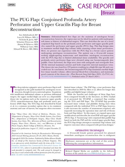 (PDF) The PUG Flap: Conjoined Profunda Artery Perforator and Upper ...