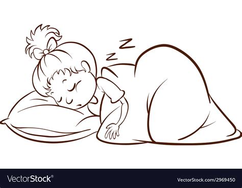 A simple sketch of girl sleeping Royalty Free Vector Image