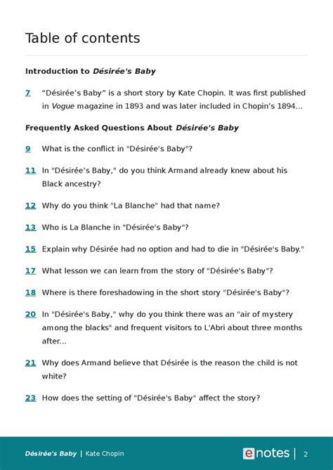 Popular Questions About Désirée's Baby - eNotes.com