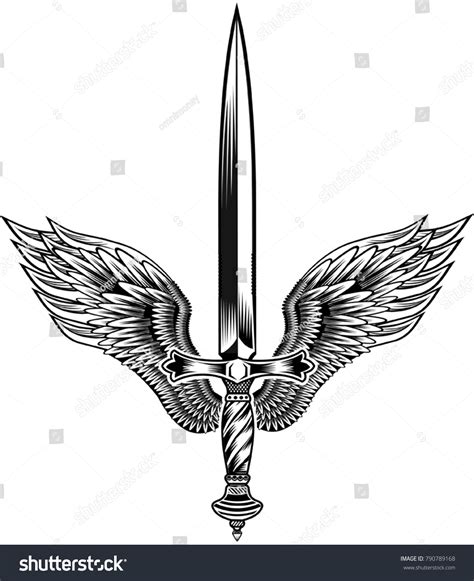 Tattoo Sword Wings Stock Vector (Royalty Free) 790789168 | Shutterstock