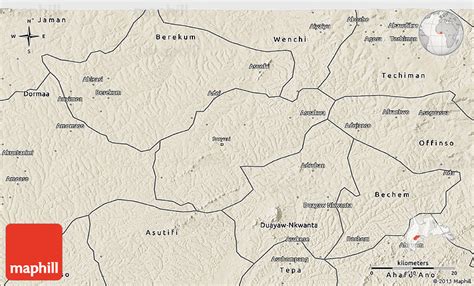 Shaded Relief 3D Map of Sunyani