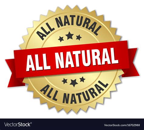 All natural round isolated gold badge Royalty Free Vector