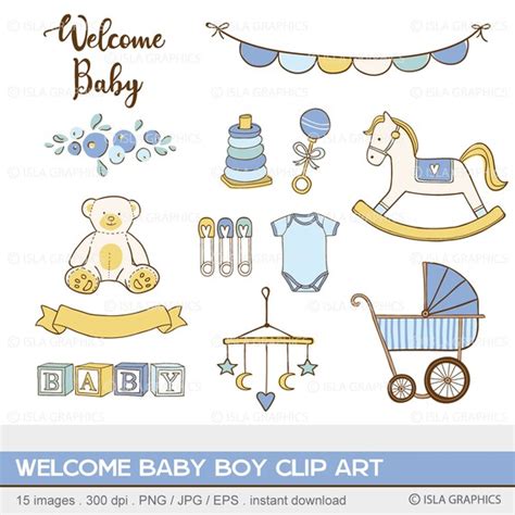 Welcome Baby Boy Digital Clip Art for scrapbooking party