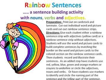 Rainbow Sentences - a sentence building activity by Mrs. Horvath's Kinder