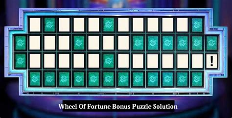 Wheel Of Fortune Bonus Puzzle Answer 2024