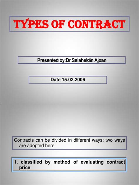 Types of Contracts | PDF | Specification (Technical Standard) | Employment