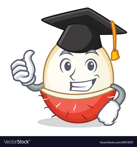 Graduation rambutan character cartoon style Vector Image