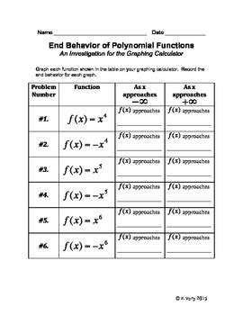 End Behavior of a Polynomial Function: A Graphing Calculator Investigation