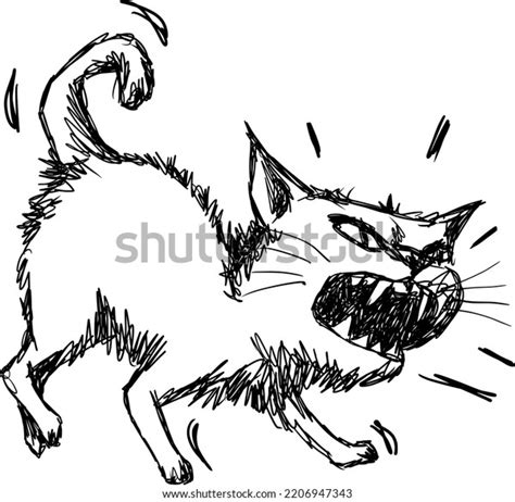 Angry Cat Vector Drawing Isolated Sketch Stock Vector (Royalty Free ...