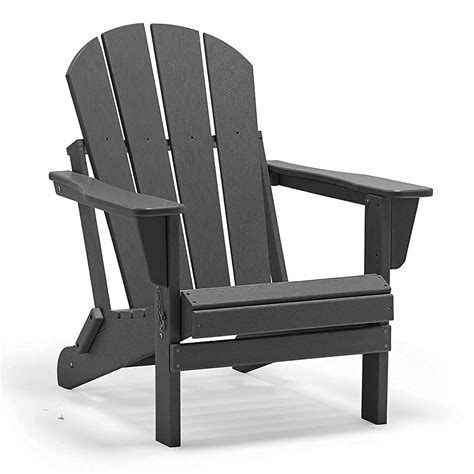 Grant Park Traditional Curveback Slate Grey Plastic Patio Adirondack ...