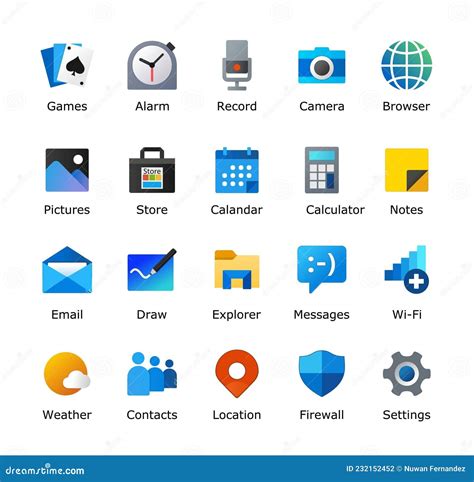 windows 11 icons pack. microsoft inspired desktop icon. computer ui ...