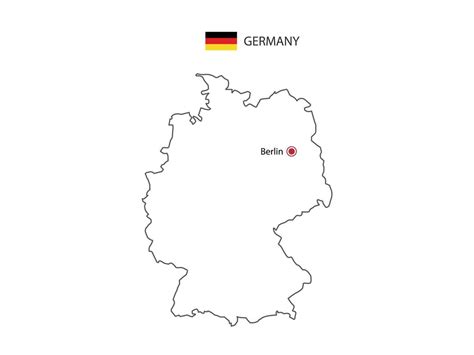 Hand draw thin black line vector of Germany Map with capital city ...