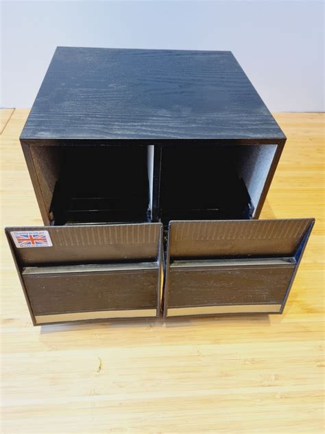 Retro CD Storage Box Black Ash Wood Holds 40 CDs 2 Drawers Vintage | eBay