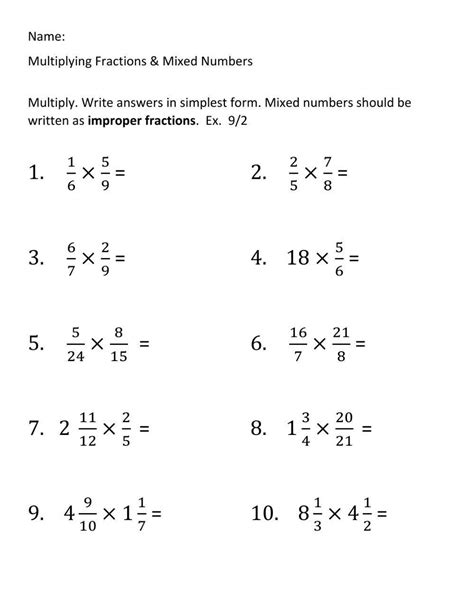 Multiplying Fractions Worksheets - Worksheets Library