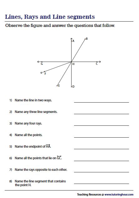 Lines, Rays and Line Segments Worksheets | Geometry worksheets ...