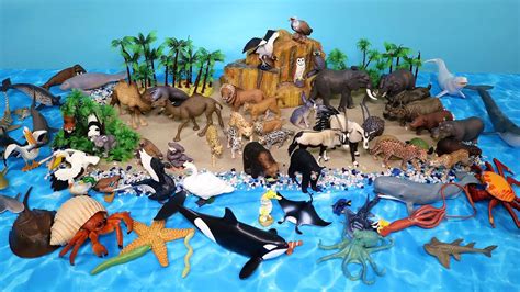 Land Animals and Sea Creature Figurines - Learn Animal Names - YouTube