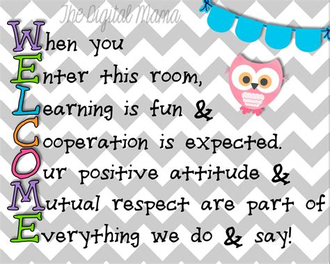 8x10 Classroom Welcome Poster Digital Download