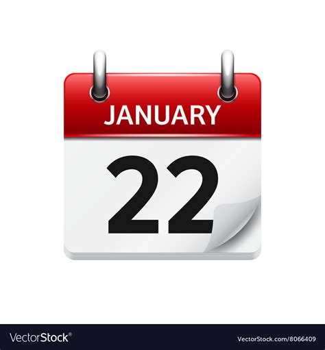 January 22 flat daily calendar icon date Vector Image