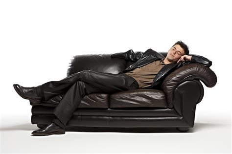 Premium AI Image | man who is comfortable resting on the couch all ...