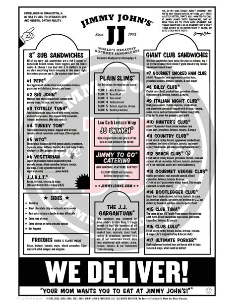 Jimmy John's Menu, Menu for Jimmy John's, Nacogdoches, Nacogdoches ...