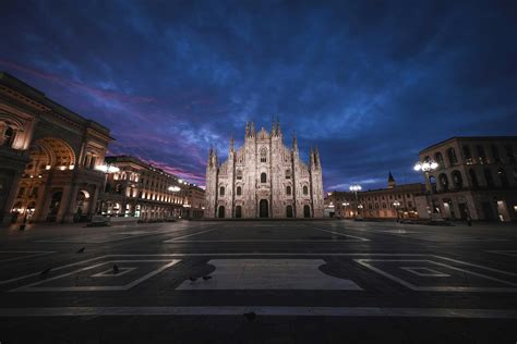 Old cathedral facade in Milan at night · Free Stock Photo