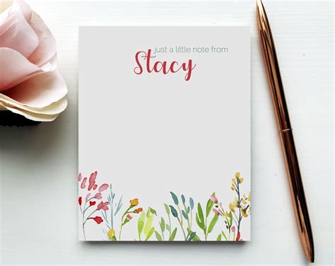 The spring floral design of this custom notepad is perfect as a gift ...