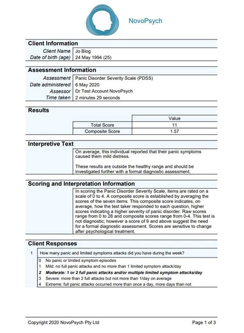 Panic Disorder Severity Scale (PDSS) – NovoPsych