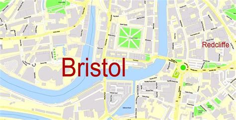 Bristol Urban Area Editable PDF Map, England, exact vector street map ...