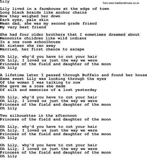 Joan Baez song - Lily, lyrics