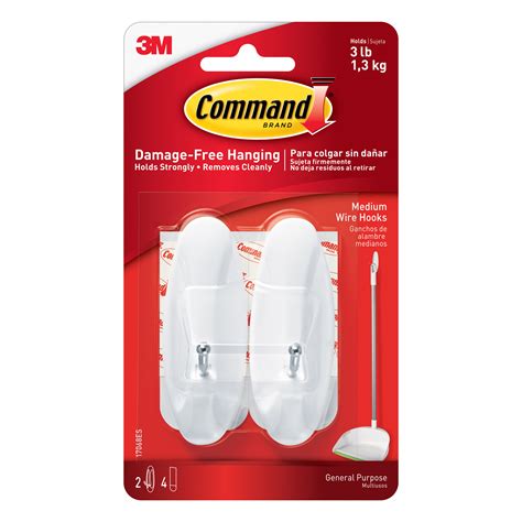 3M Command Wire Hooks, Medium, Clear, 2/Pkg. - Walmart.com - Walmart.com