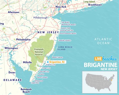 Map of Brigantine Beach, New Jersey - Live Beaches